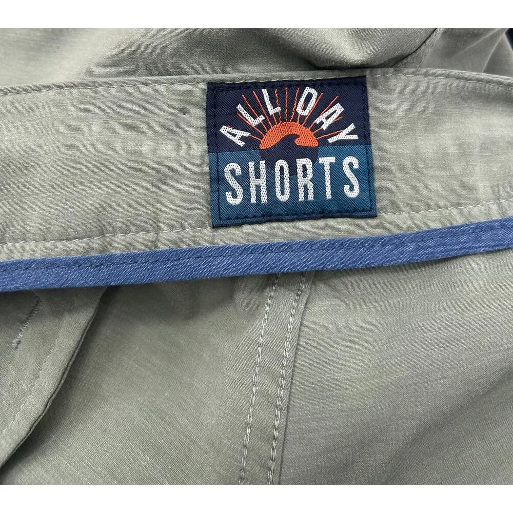 Faherty Men’s All Day Shorts Olive Green Size 32 Belt Loop Stretch Casual